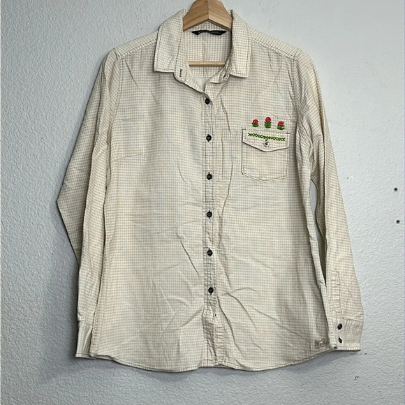 Woolrich Women’s Size Large Long Sleeve Button Down Corduroy Top British Tan - Picture 1 of 11